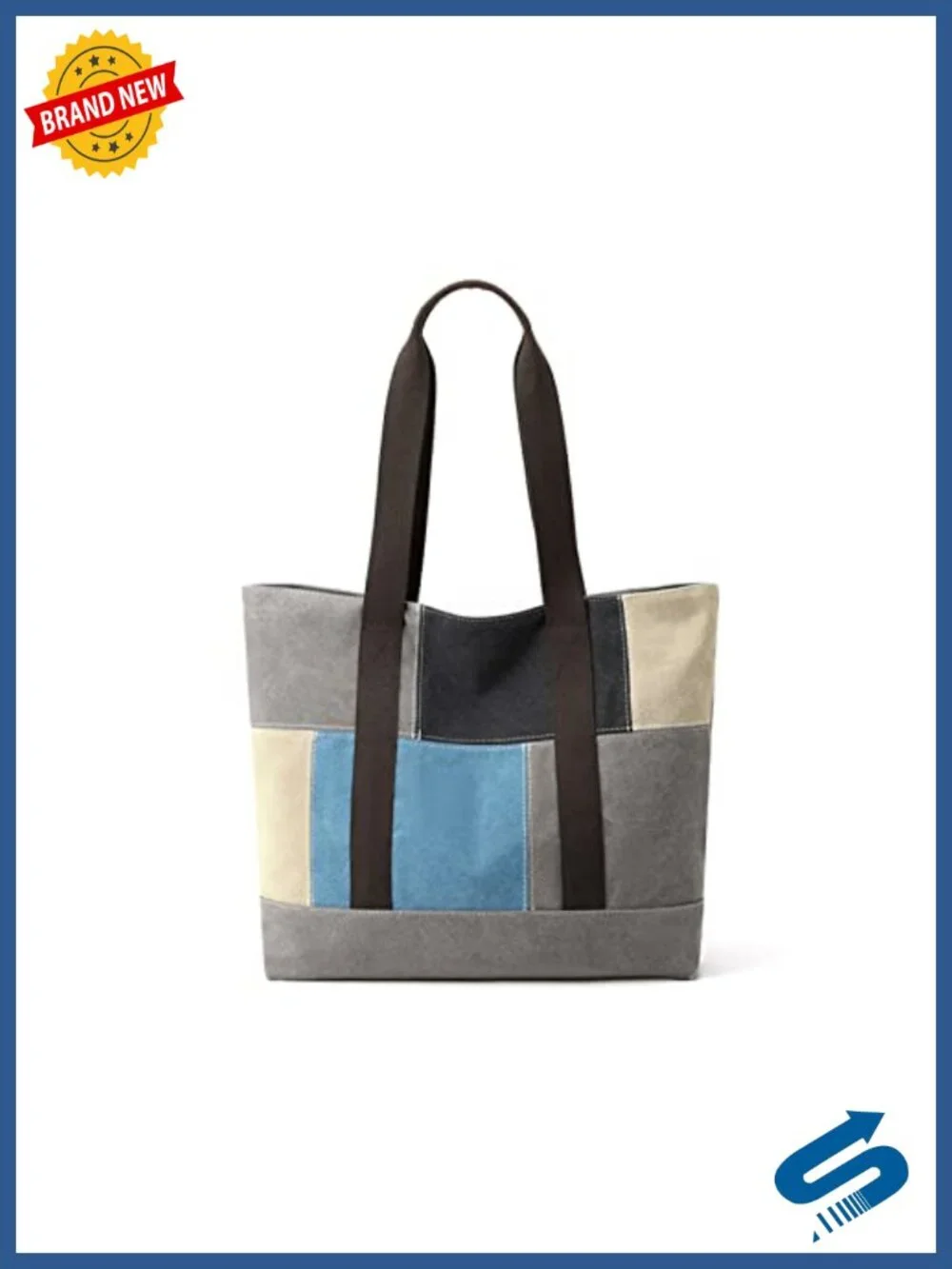 Canvas Tote Bag Patchwork Shoulder Bag Women's Large Capacity Handbag